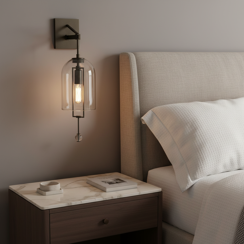 Wall Lamp Glass Bell 23.2 in Copper Black Bedroom Hallway Modern Sconce Ambient Lighting Fixture | Thomler