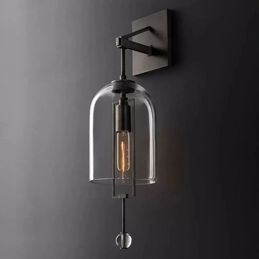 Wall Lamp Glass Bell 23.2 in Copper Black Bedroom Hallway Modern Sconce Ambient Lighting Fixture | Thomler