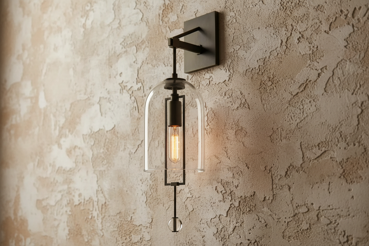 Wall Lamp Glass Bell 23.2 in Copper Black Bedroom Hallway Modern Sconce Ambient Lighting Fixture | Thomler