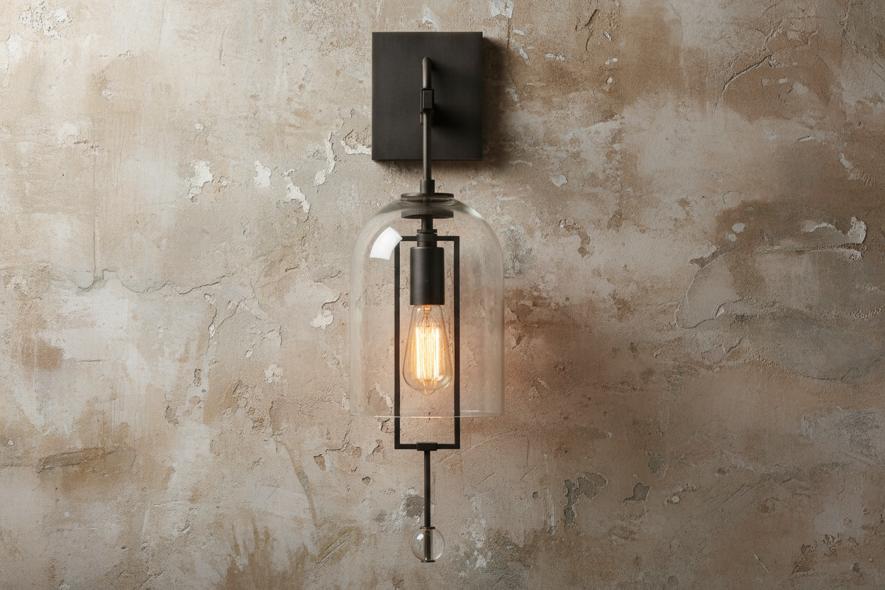 Wall Lamp Glass Bell 23.2 in Copper Black Bedroom Hallway Modern Sconce Ambient Lighting Fixture | Thomler