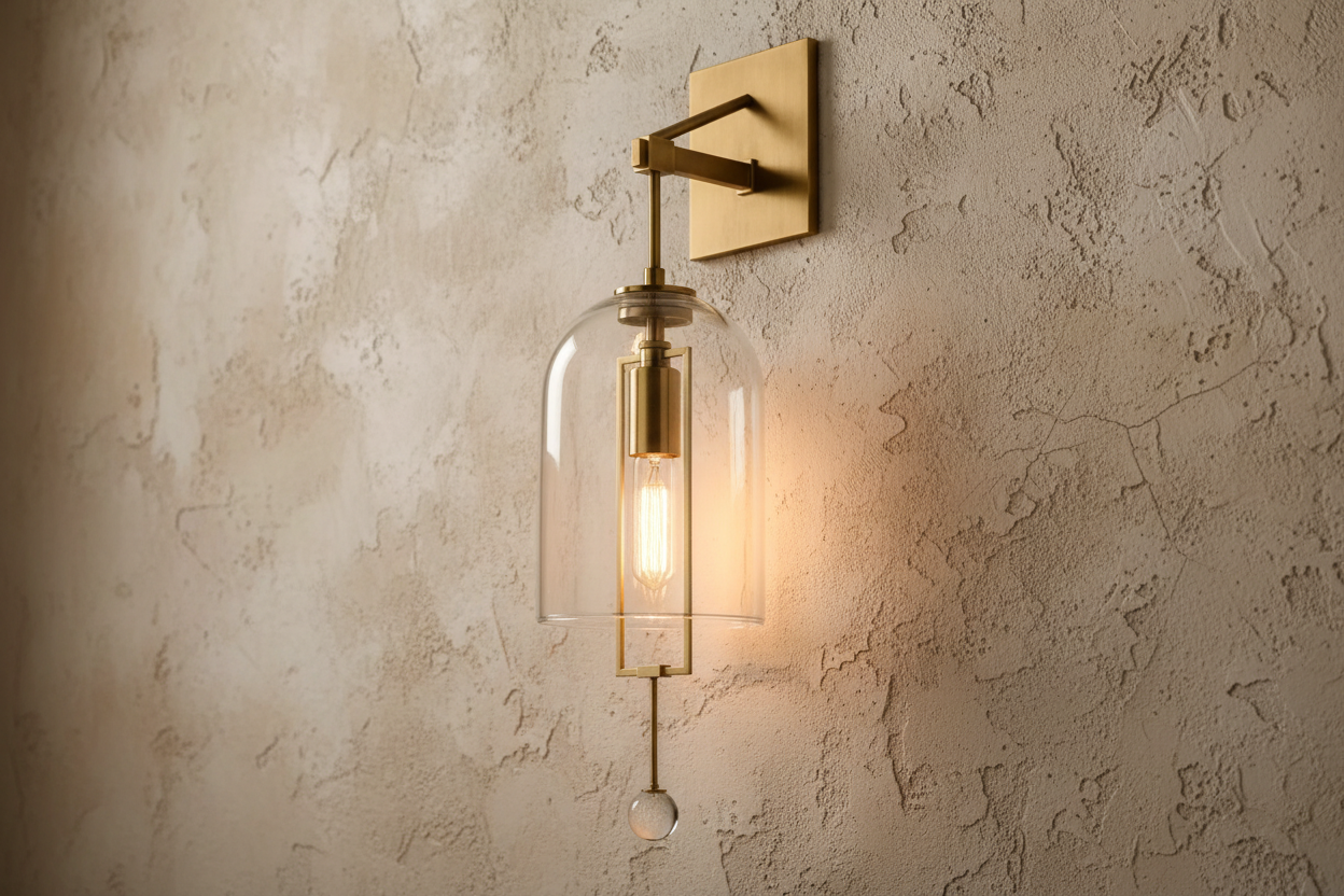 Wall Lamp Glass Bell 23.2 in Copper Black Bedroom Hallway Modern Sconce Ambient Lighting Fixture | Thomler