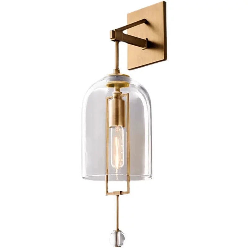 Wall Lamp Glass Bell 23.2 in Copper Black Bedroom Hallway Modern Sconce Ambient Lighting Fixture | Thomler