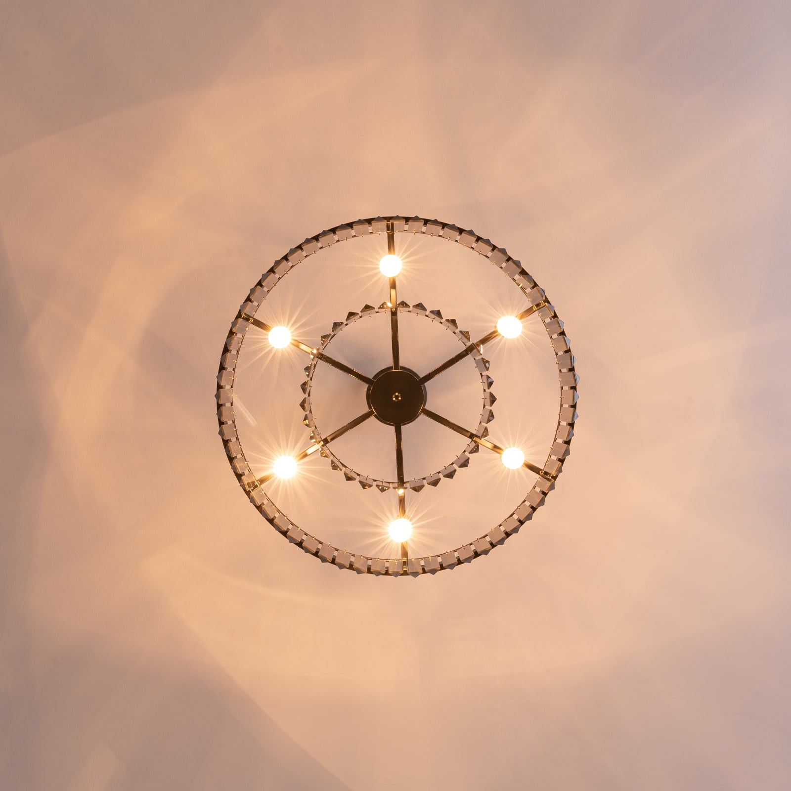 Smoky Gray K9 Crystal Chandelier Round Canopy Pendant for Dining Room Living Room Kitchen Modern Hanging Fixture E12 Bulb Adjustable Chain | Thomler
