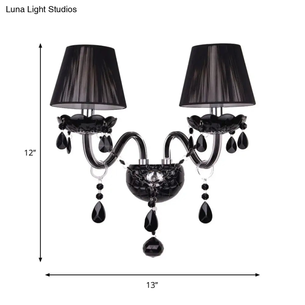 Crystal Wall Sconce Black Finish Mid-Century Modern Design E12 E14 Socket 1-2 Light Fixture for Bedroom Living Room Hallway Indoor Lighting | Thomler