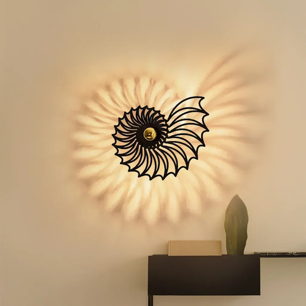 Wall Lamp Ceramic LED 7.9 in Nautilus Design Gold Black Living Room Bedroom Hallway Decorative Accent Lighting | Thomler