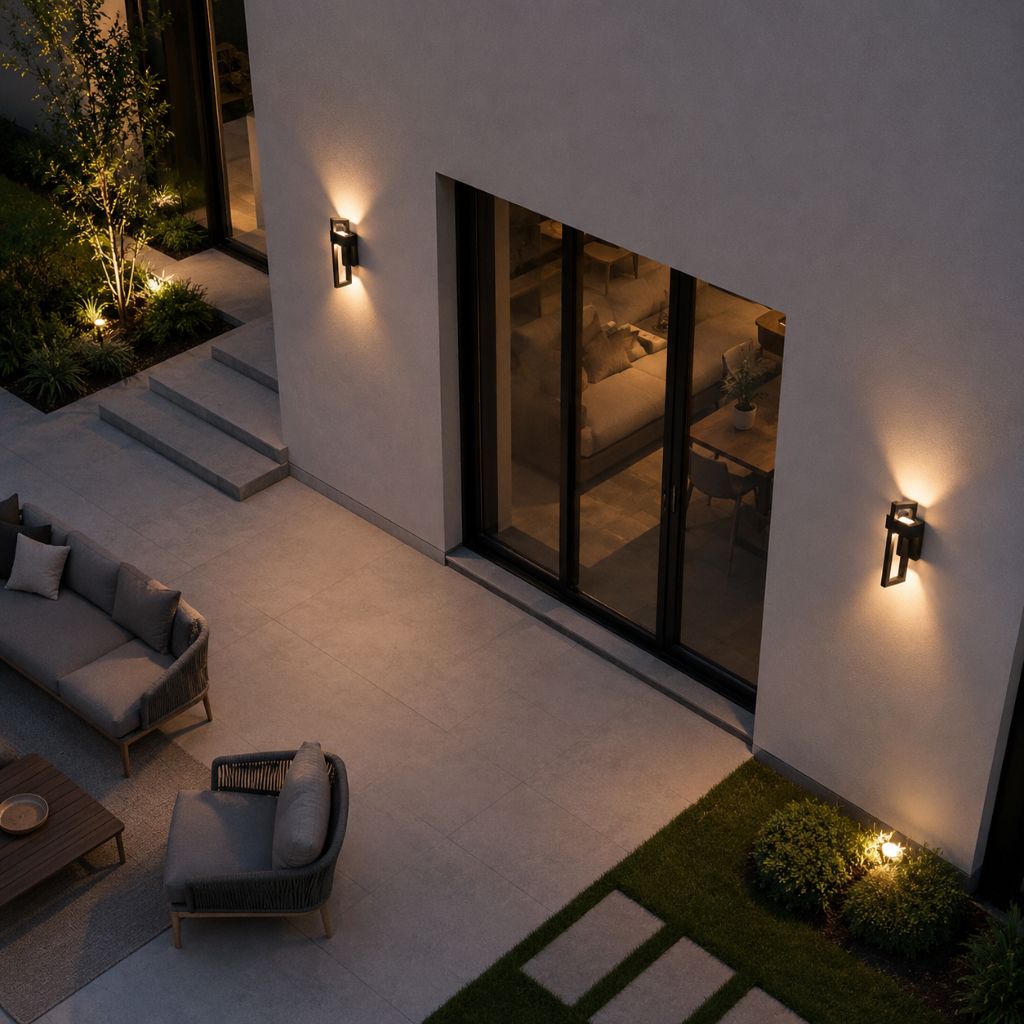 Outdoor Wall Sconce Dual-Beam Light Fixture Black Stainless Steel Weatherproof IP65 Up Down Accent Lighting for Patio Garden Entryway | Thomler