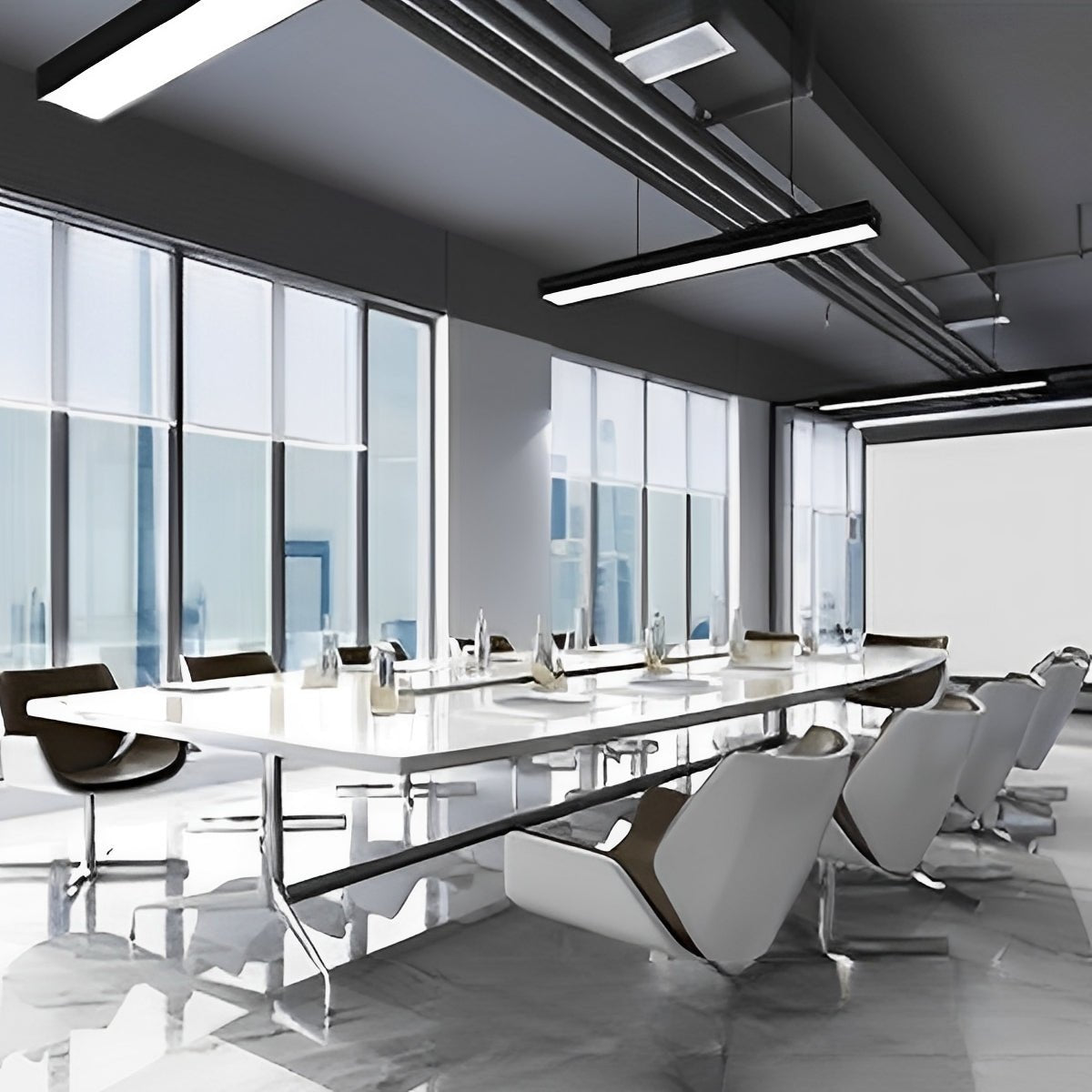 Commercial Linear LED Panel for Drop Ceiling | Office Workshop Retail Flush Mount Lighting Fixture | Hardwired Aluminum Housing | Thomler