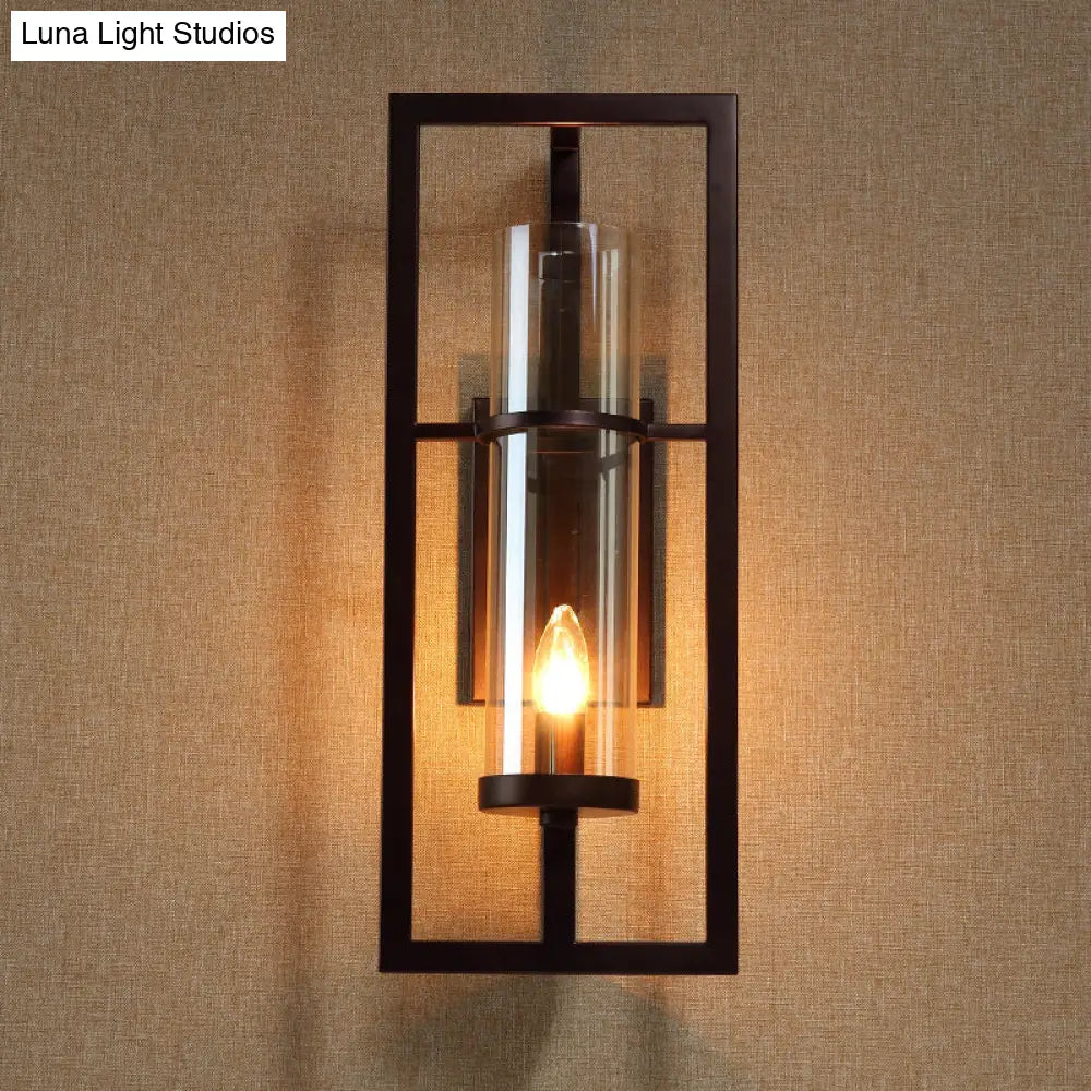 Single-Light Wall Sconce with Golden Glass Shade – Black Metal Frame Fixture for Hallway, Bedroom, Living Room | Thomler