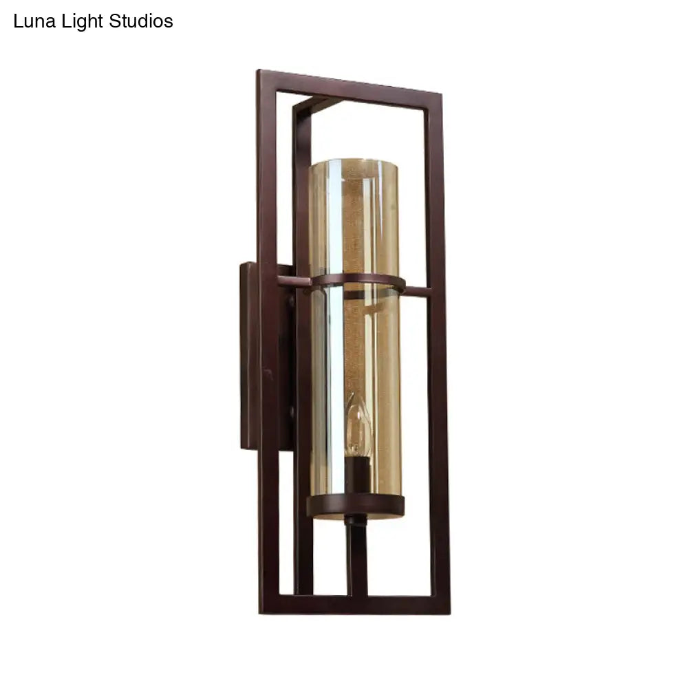 Single-Light Wall Sconce with Golden Glass Shade – Black Metal Frame Fixture for Hallway, Bedroom, Living Room | Thomler