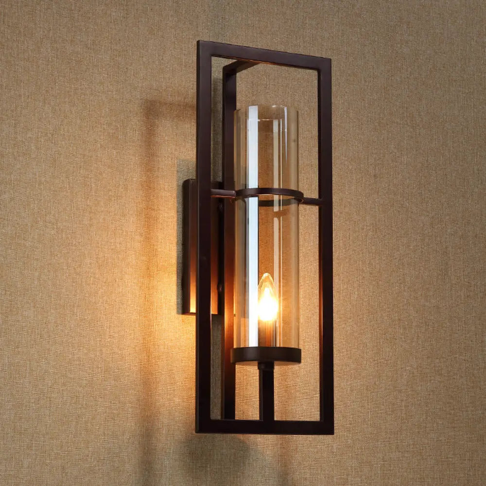 Single-Light Wall Sconce with Golden Glass Shade – Black Metal Frame Fixture for Hallway, Bedroom, Living Room | Thomler