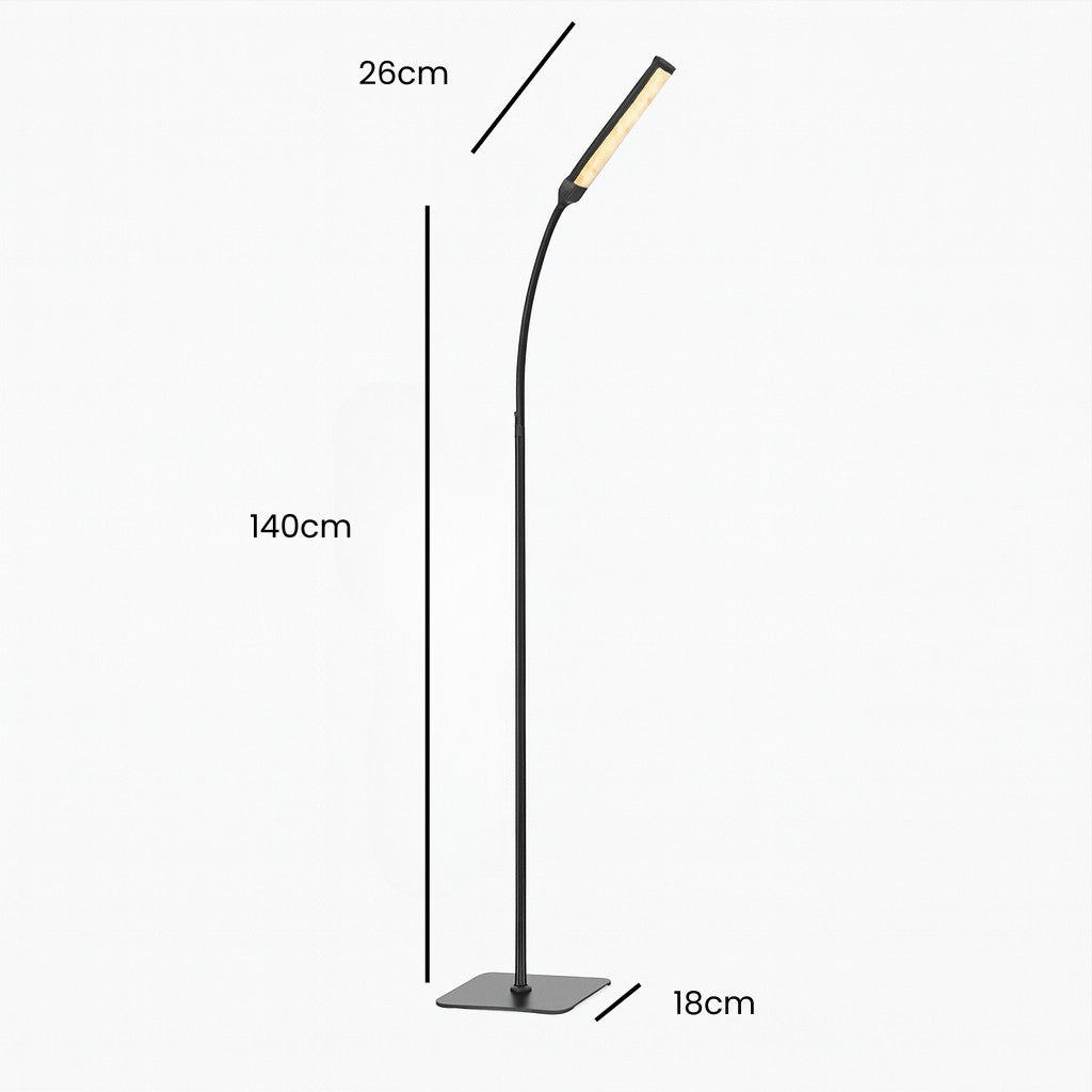 Adjustable LED Reading Floor Lamp with Remote Control Black Metal Modern Task Light with 3 Color Temps & 5 Brightness Levels for Living | Thomler