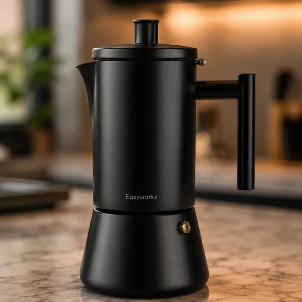 Stainless Steel Stovetop Coffee Percolator with Non-Drip Spout – Induction Ready Espresso Brewer for Gas Electric Ceramic Cooktop Home Café | Thomler