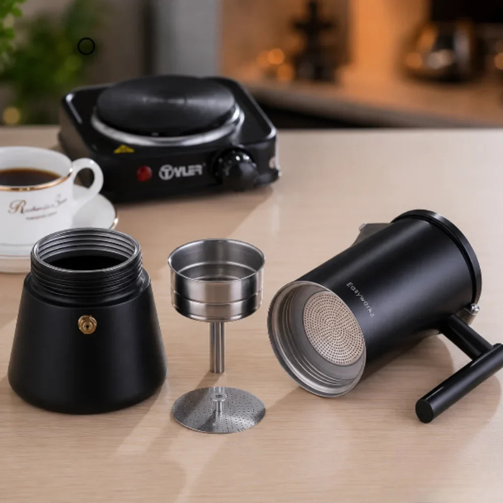 Stainless Steel Stovetop Coffee Percolator with Non-Drip Spout – Induction Ready Espresso Brewer for Gas Electric Ceramic Cooktop Home Café | Thomler