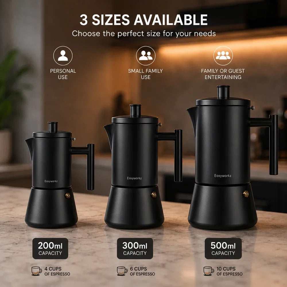 Stainless Steel Stovetop Coffee Percolator with Non-Drip Spout – Induction Ready Espresso Brewer for Gas Electric Ceramic Cooktop Home Café | Thomler