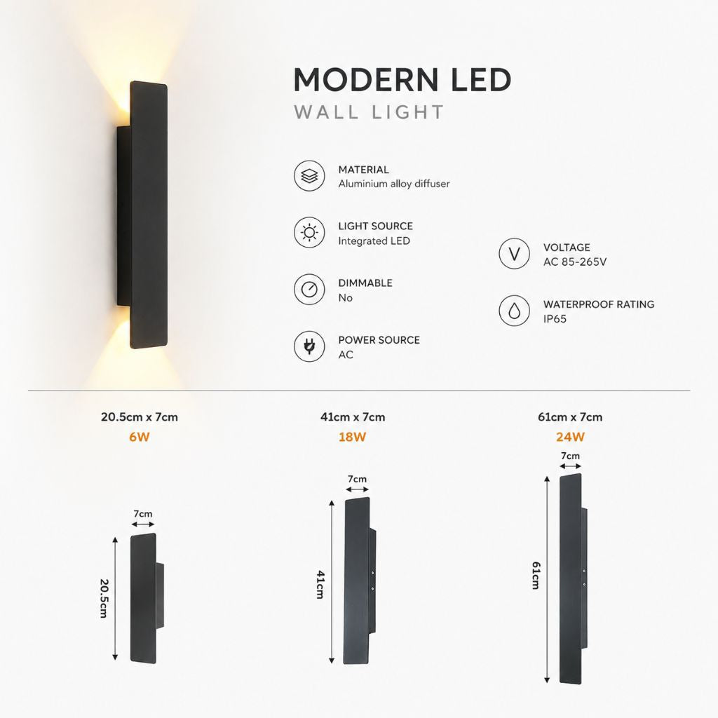 Outdoor LED Wall Sconce Aluminum Waterproof Fixture for Garden Patio Entryway Exterior House Lighting 6W 18W 24W | Thomler