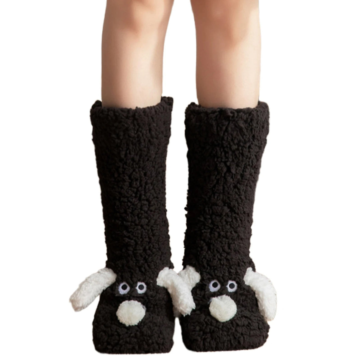 Plush Animal Socks with 3D Puppy Ears – Soft Fleece Winter Footwear for Women & Teens | Thomler