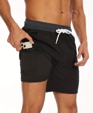 Men's Quick-Dry Swim Trunks with Phone Pocket | Stretch Board Shorts for Beach & Pool | Athletic Leisure Swimwear | Thomler