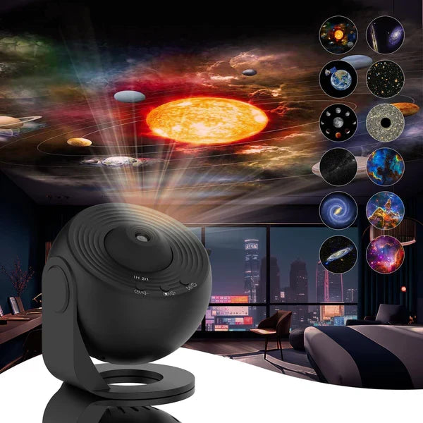 Space Projector Night Light with 13 Interchangeable Disks Galaxy Stars Planets for Bedroom Ceiling Walls Kids Room Decor USB Powered | Thomler