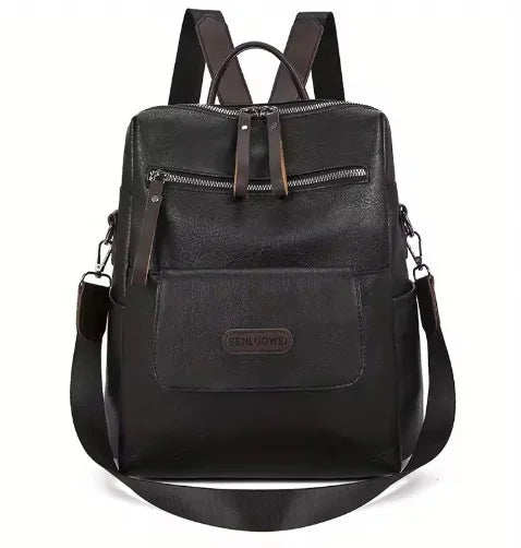 Convertible Faux Leather Backpack Purse for Women – Zip-Around Multi-Pocket Shoulder Bag Daypack for Work Travel School Everyday | Thomler