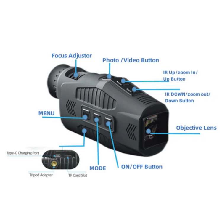 Infrared Night Vision Monocular with HD Recording & 10x Zoom for Hunting, Wildlife & Security | Thomler