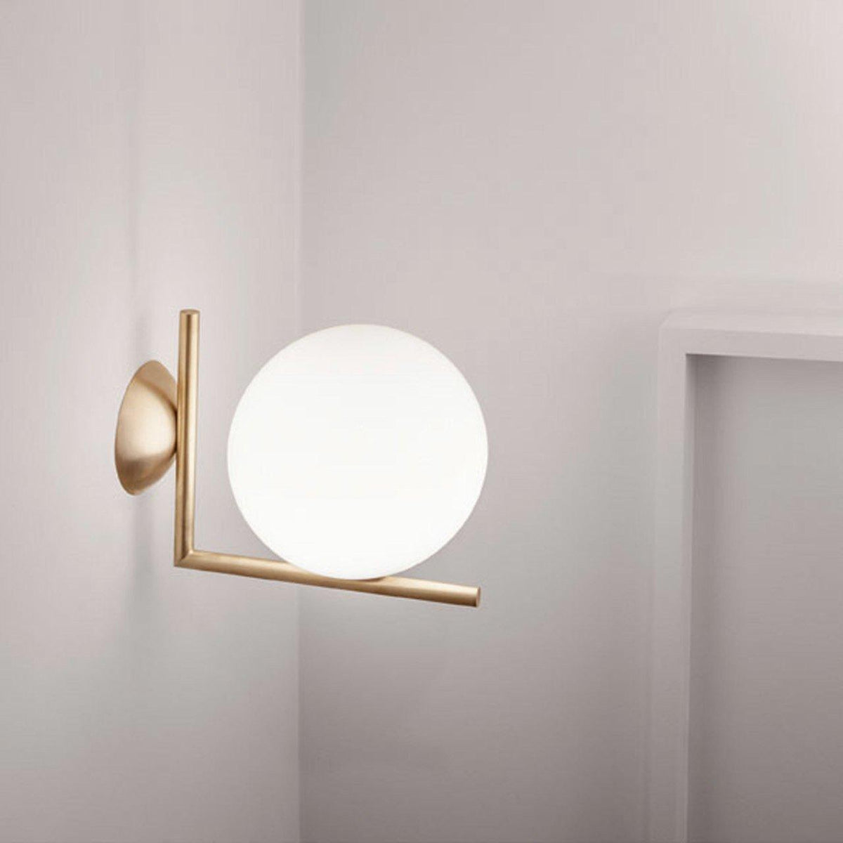 Handblown Opal Glass Wall Sconce – Modern Minimalist Wall Light Fixture with Metal Base | Thomler