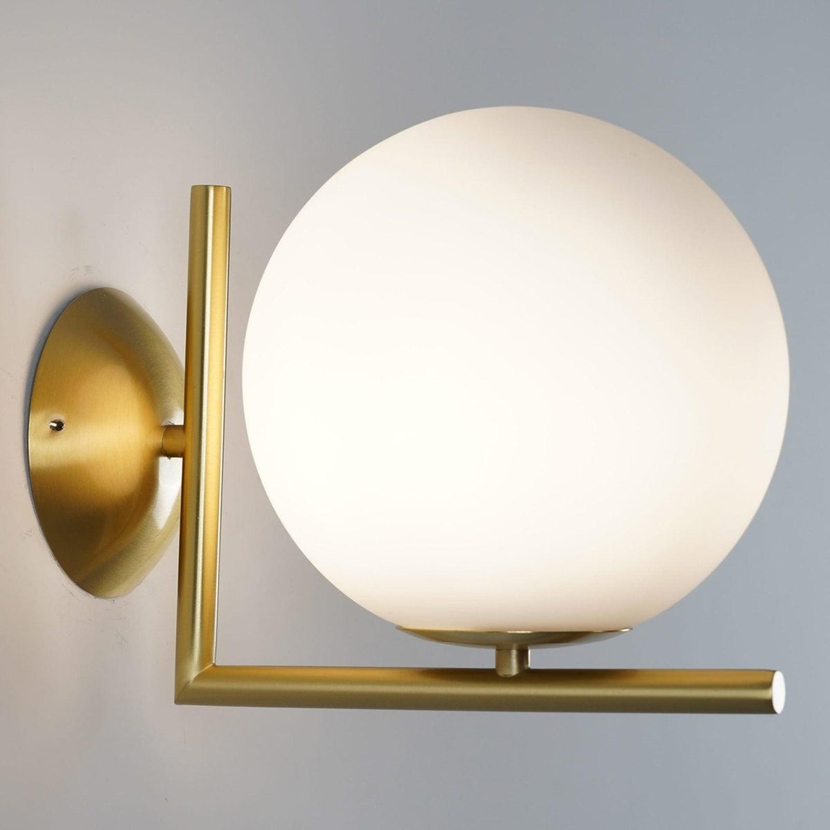 Handblown Opal Glass Wall Sconce – Modern Minimalist Wall Light Fixture with Metal Base | Thomler