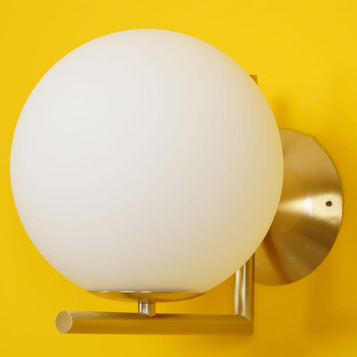 Handblown Opal Glass Wall Sconce – Modern Minimalist Wall Light Fixture with Metal Base | Thomler