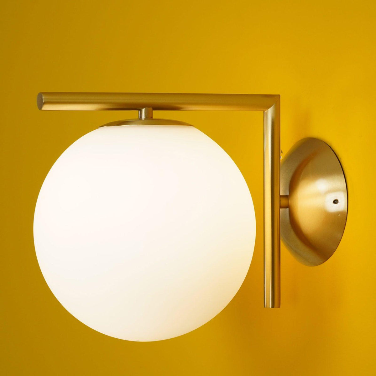 Handblown Opal Glass Wall Sconce – Modern Minimalist Wall Light Fixture with Metal Base | Thomler
