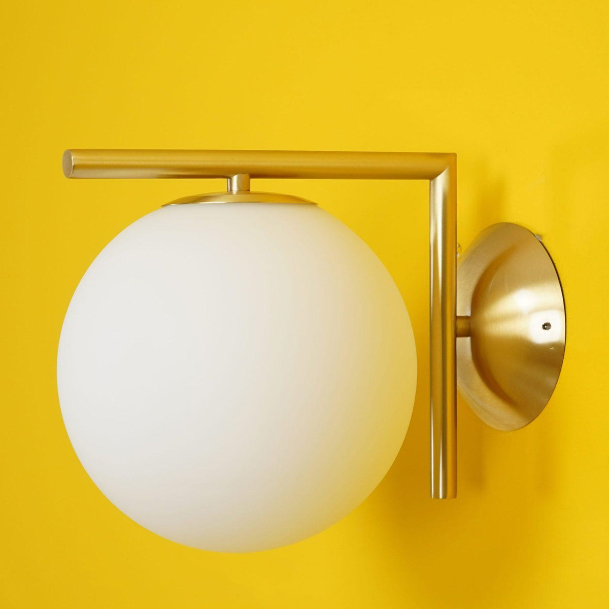 Handblown Opal Glass Wall Sconce – Modern Minimalist Wall Light Fixture with Metal Base | Thomler