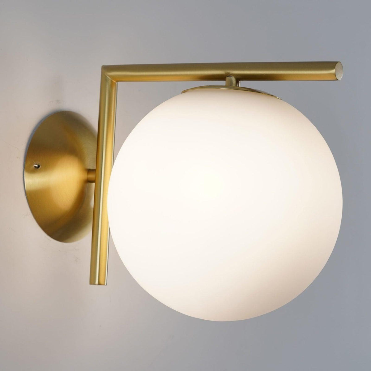 Handblown Opal Glass Wall Sconce – Modern Minimalist Wall Light Fixture with Metal Base | Thomler