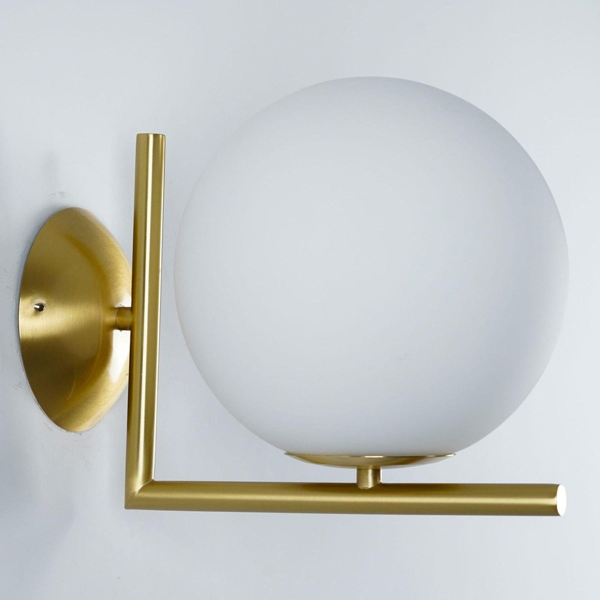 Handblown Opal Glass Wall Sconce – Modern Minimalist Wall Light Fixture with Metal Base | Thomler