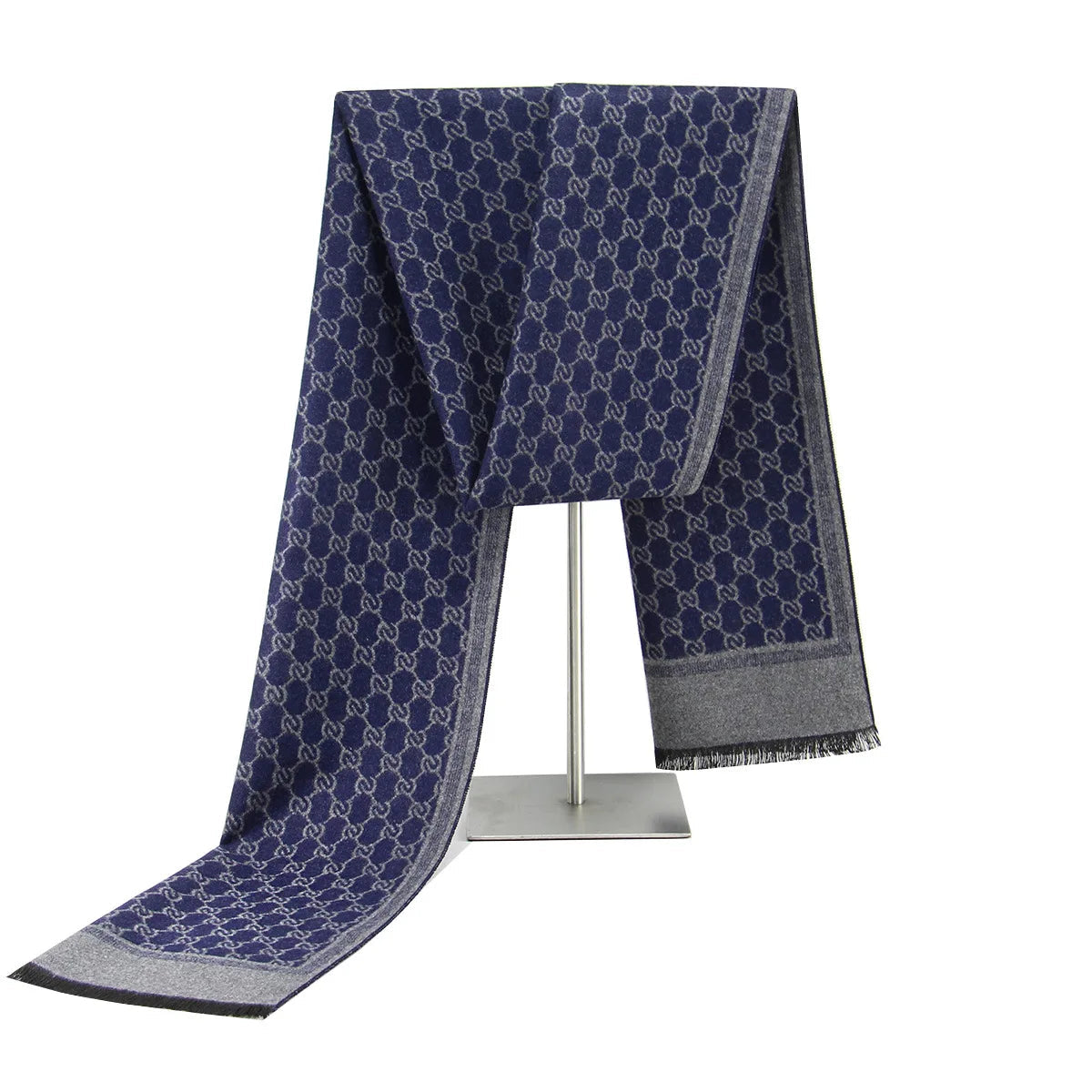 Wool-Blend Letter Print Scarf with Tassels – Warm Soft Wrap for Fall & Winter Outfits | Thomler