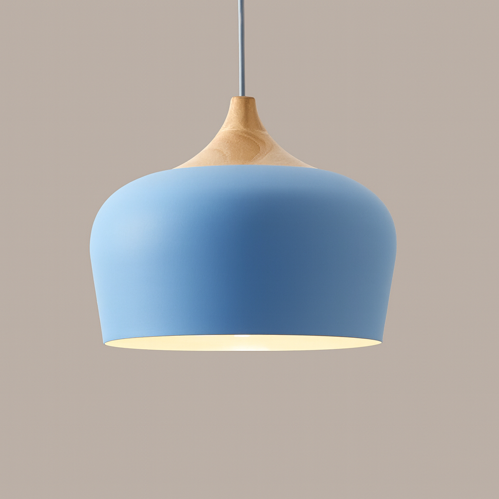 Pendant Light Aluminium Wood 35.0 cm Pastel Dining Room Kitchen Island Hanging Ceiling Lamp E27 Retro Dome Globe | Thomler