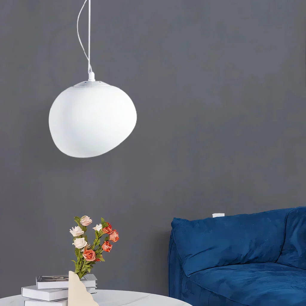 Ceiling Lamp Frosted Glass 47.0 cm White Living Room Organic Lighting Scandinavian Bedroom Hallway Dining Light | Thomler