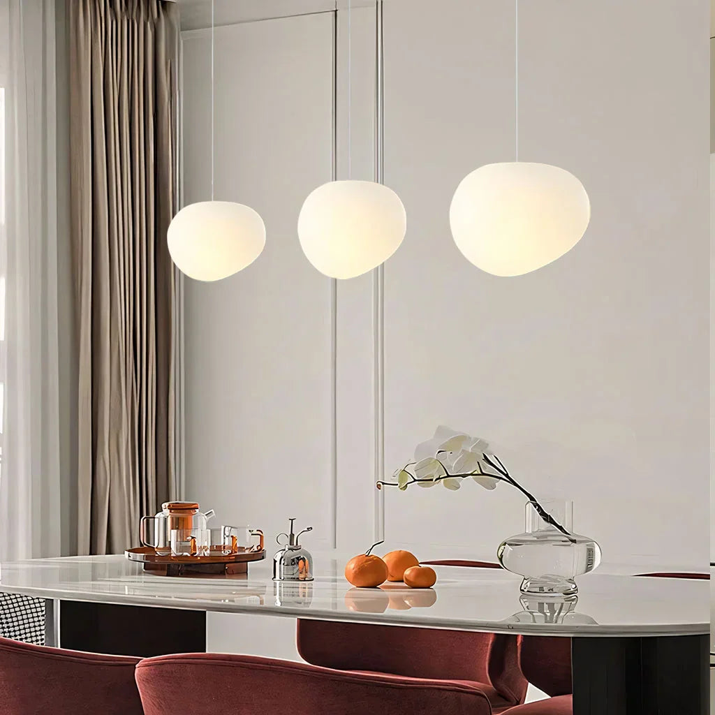 Pendant Light Glass Oval 18 in White Dining Room Living Room Bedroom Multi-Size Hanging Lamp | Thomler