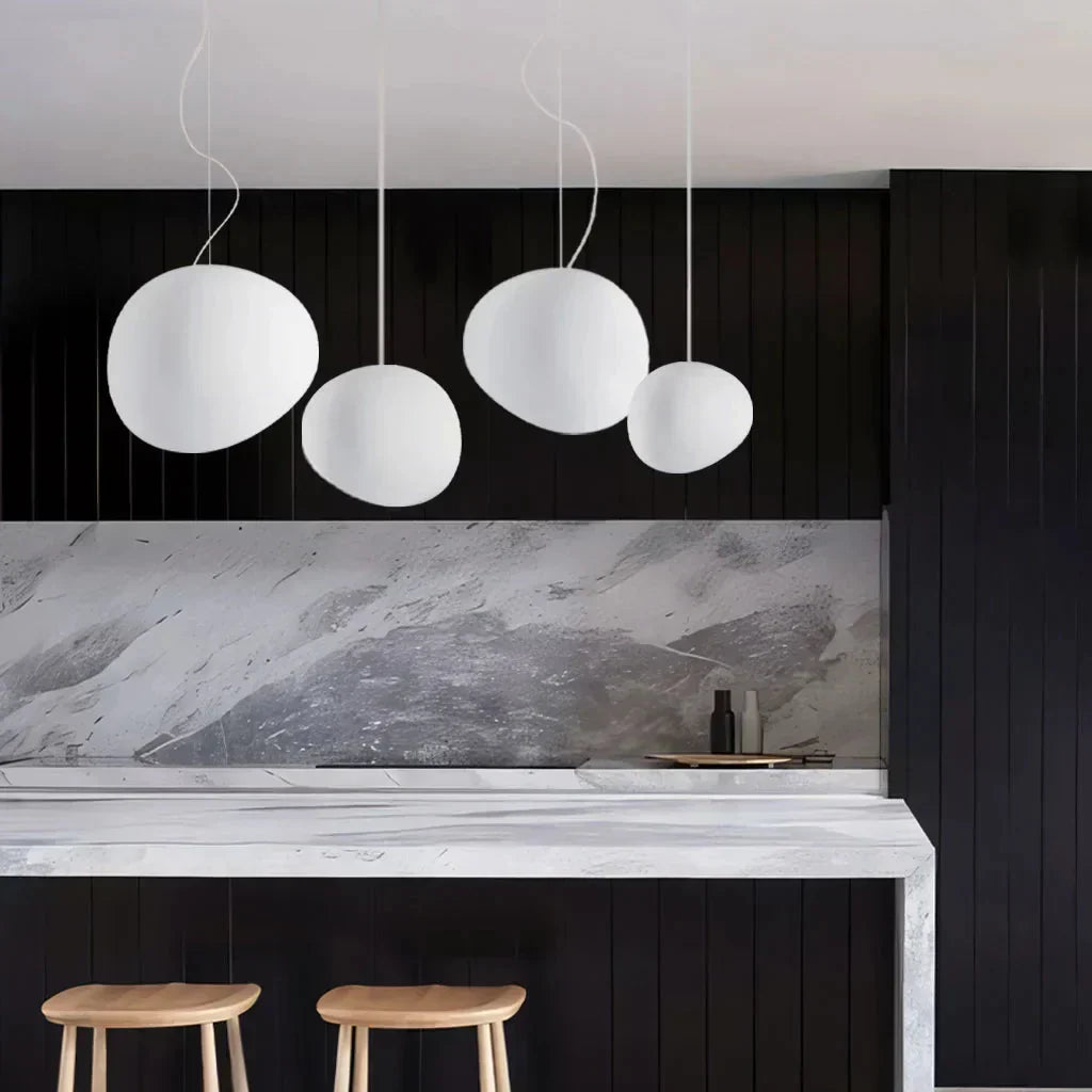Ceiling Lamp Frosted Glass 47.0 cm White Living Room Organic Lighting Scandinavian Bedroom Hallway Dining Light | Thomler