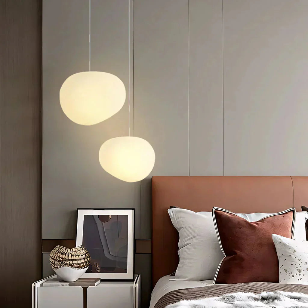 Ceiling Lamp Frosted Glass 47.0 cm White Living Room Organic Lighting Scandinavian Bedroom Hallway Dining Light | Thomler