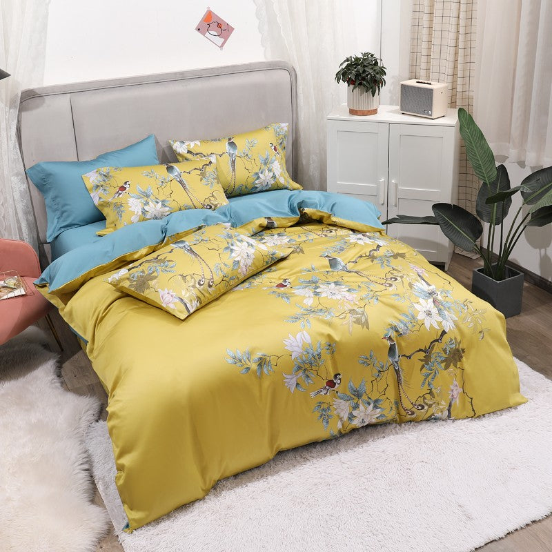 Lush Jungle Bird Sateen Bedding Collection – 500 Thread Count Premium Egyptian Cotton Duvet Set for Year-Round Comfort | Thomler