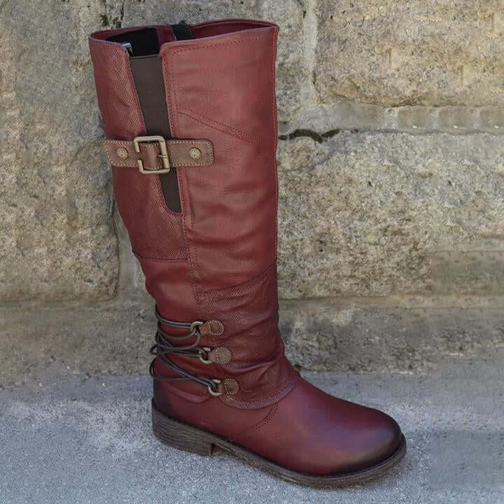 Mid-Calf Side Zip Leather Boots for Women – Weather-Resistant Fall & Winter Footwear | Thomler