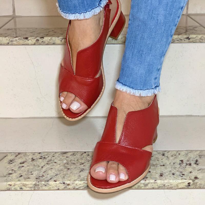 Blokhak Sandalen Dames Open Teen Elegant | Navando