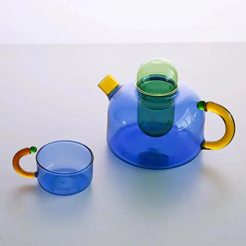 Teapot Borosilicate Glass 400 ml Amber Tea Brewing Set Minimalist Kitchen Herbal Infuser Cups | Thomler