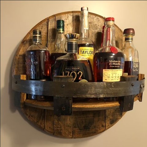 Reclaimed Wood Liquor Display Shelf Wall-Mounted Spirits Organizer for Home Bar Man Cave Kitchen Den | Thomler