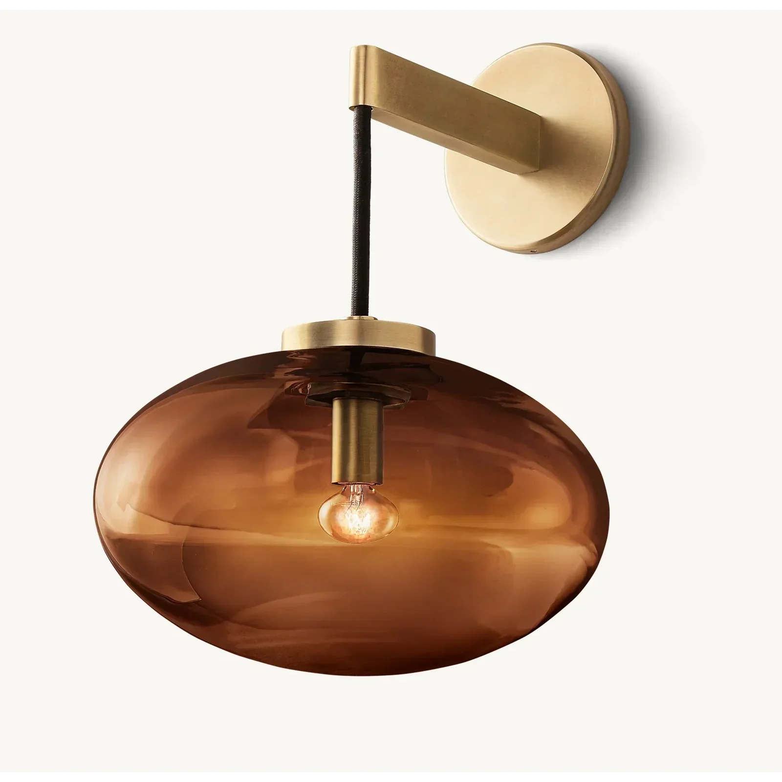 Wall Lamp Copper Glass 10.6 in Amber Shade Bedroom Hallway Modern Sconce Accent Lighting Fixture | Thomler