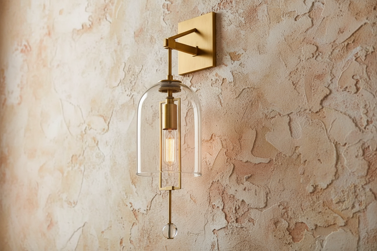Wall Lamp Glass Bell Shade 23.2 in Copper Hallway Bedroom Modern Sconce Ambient Lighting Fixture | Thomler