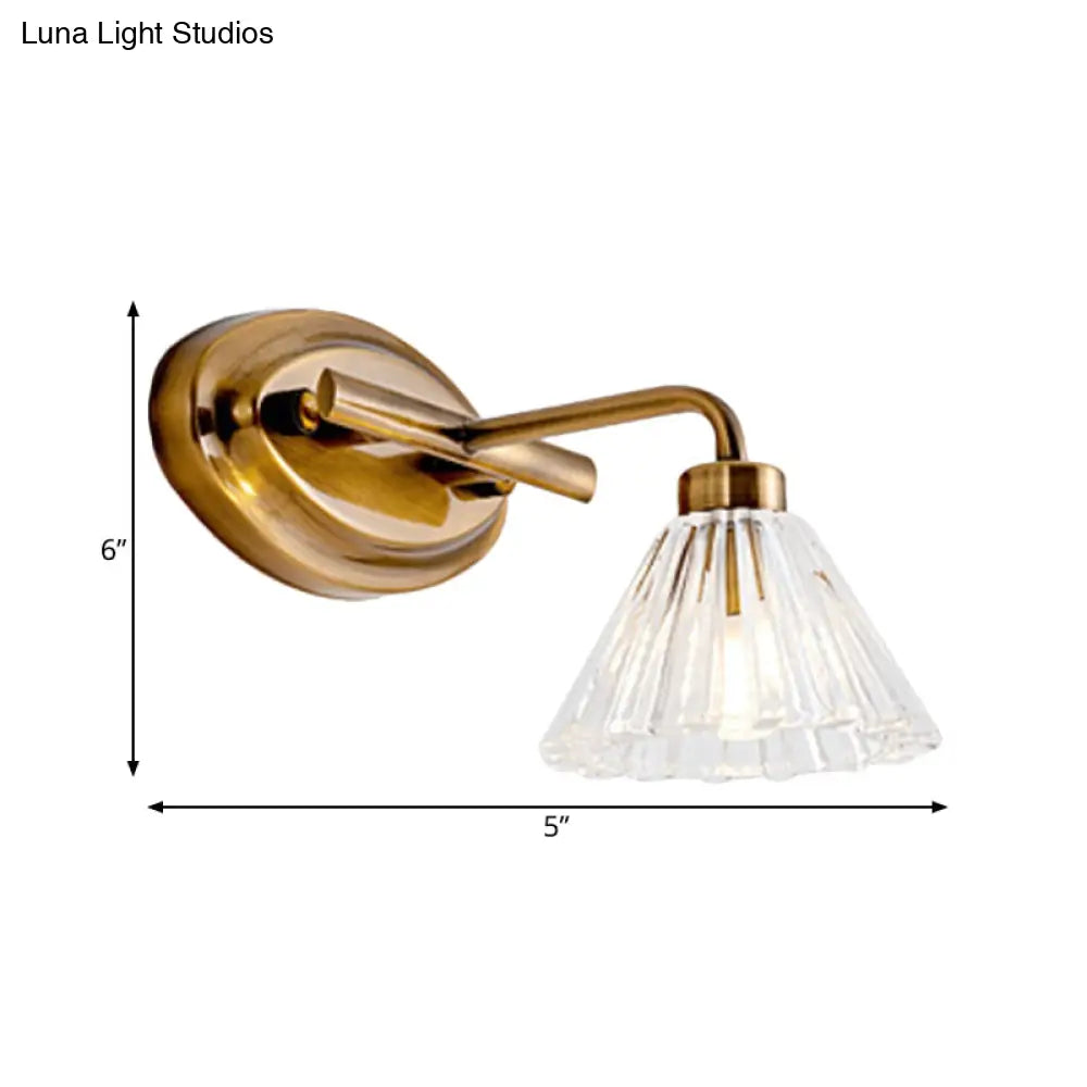 LED Vanity Light Fixture Brass Metal Cone Shade for Bathroom Mirror 1 2 3 4 Light Wall Mount Sconce Traditional Colonial Design Powder Room | Thomler