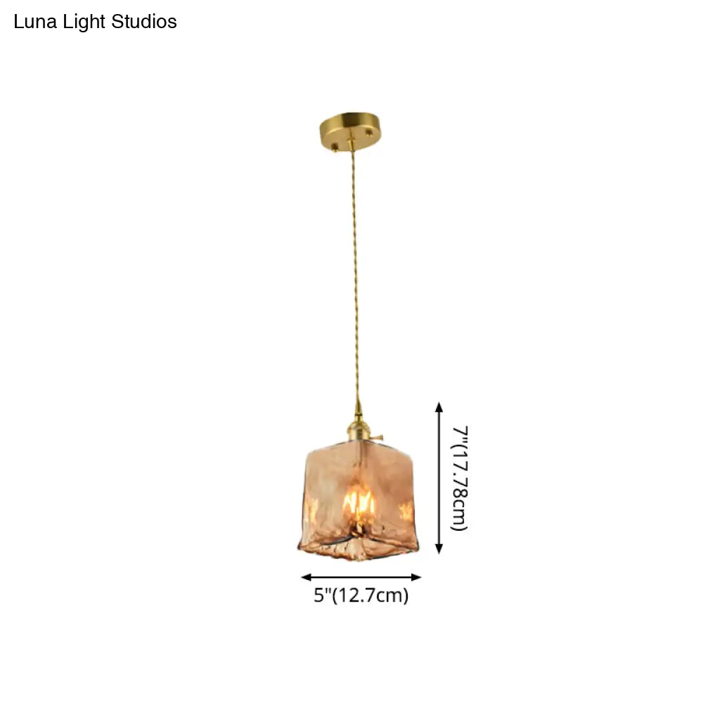 Tan Glass Shade Hanging Light Fixture Single-Bulb Ceiling Drop Lamp with Adjustable Chain for Dining Room Kitchen Island Bedroom | Thomler