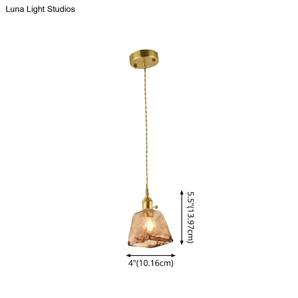Tan Glass Shade Hanging Light Fixture Single-Bulb Ceiling Drop Lamp with Adjustable Chain for Dining Room Kitchen Island Bedroom | Thomler