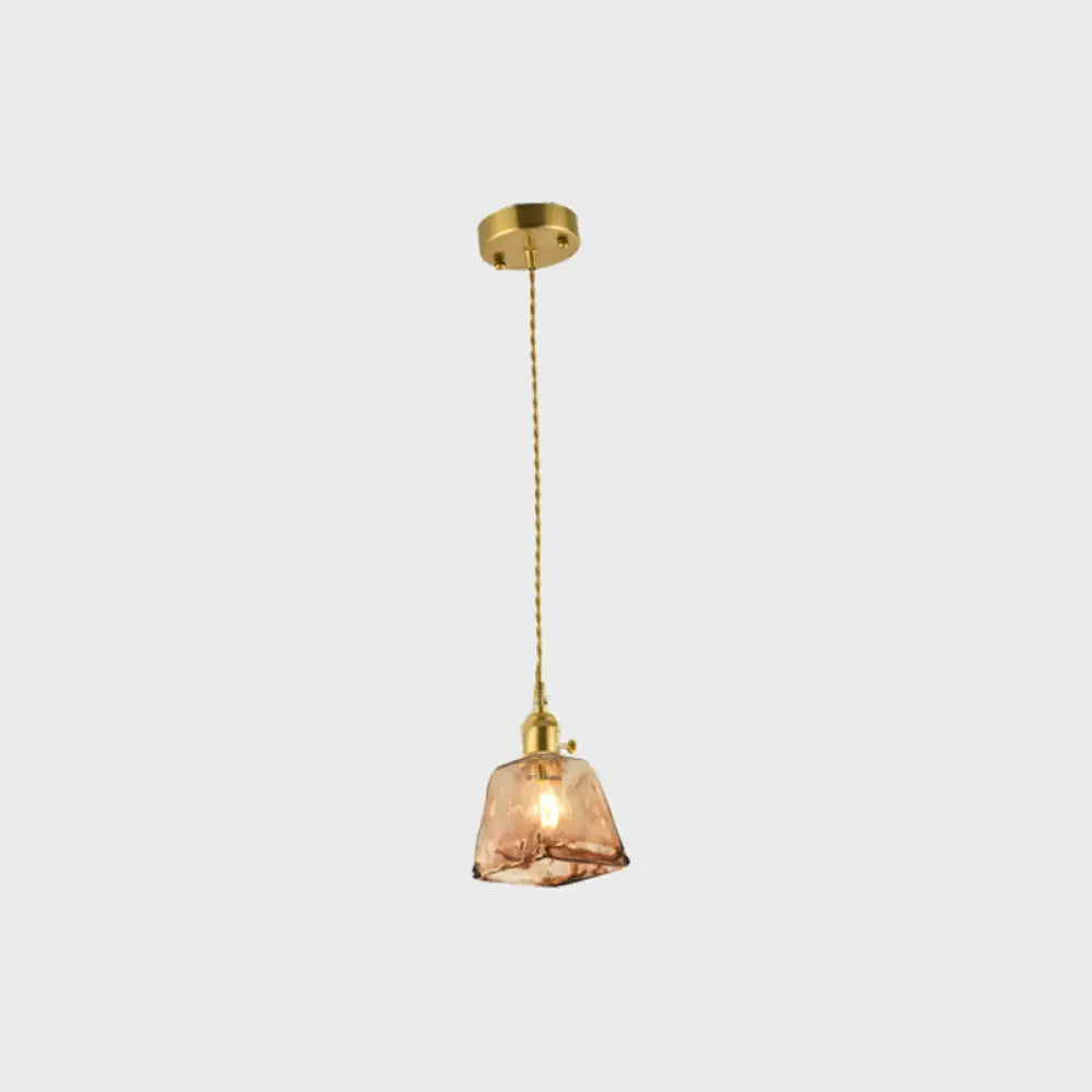 Tan Glass Shade Hanging Light Fixture Single-Bulb Ceiling Drop Lamp with Adjustable Chain for Dining Room Kitchen Island Bedroom | Thomler