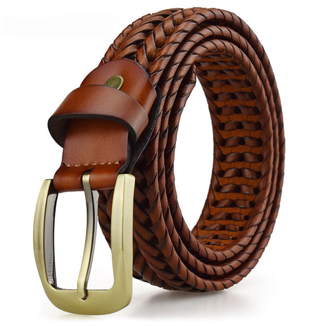 Woven Cowhide Strap with Silver Buckle for Men – Casual & Dress Wear Belt for Jeans & Chinos | Thomler