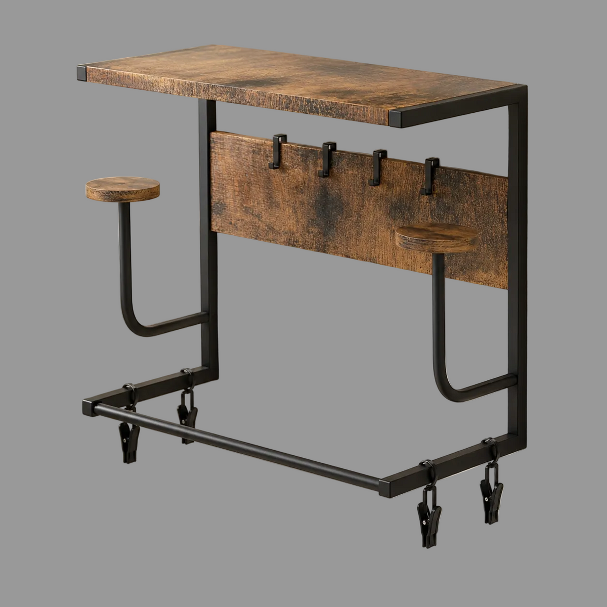 Wall-Mount Coat Rack with Wood Shelf and Metal Hooks for Entryway Storage | Thomler